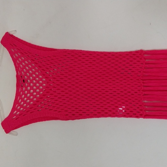 Lumiere Hippie Vest Fringe Top Crocheted Pink  Size Large - Picture 7 of 13